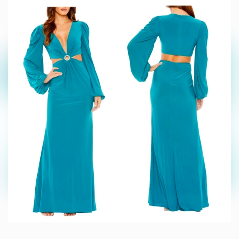 NWT Mac Duggal Ocean Blue Gown